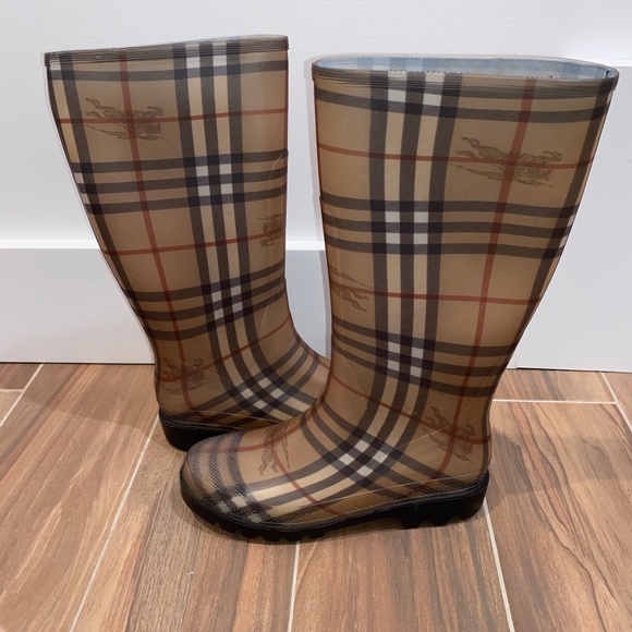 Burberry Vintage Plaid Rain Boots - Picture 1 of 4